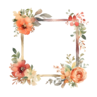 Botanical with Floral Frame and Birds. Perfect for Spring and Summer Designs. PNG Transparent Background