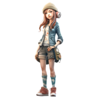 Cute 3D girl with a big grin PNG Transparent Background