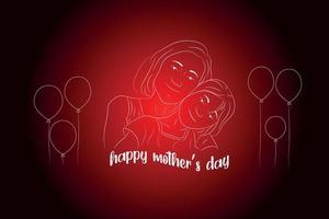 Happy mothers day celebration greeting card background mom and child love vector