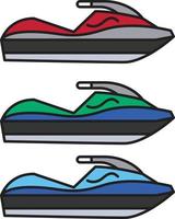 Sport jet ski line icon simple style vector images in different colors