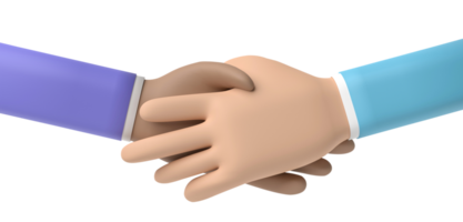 3D Handshake of business partners in cartoon style isolated on transparent background png