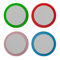 3D render, Set of colour button isolated on transparent background. png