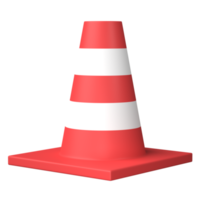 3D Traffic construction cone isolated on transparent background, png file.