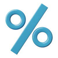 3D Percentage icon isolated on transparent background, png file.