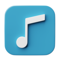 3D Music note icon isolated on transparent background, png file.