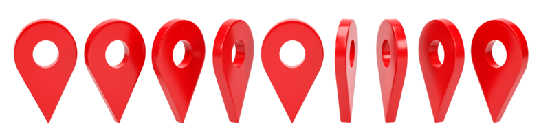 3D rendering, Set of location points isolated on transparent background png