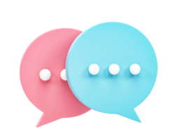 3D rendering, chat bubble icon isolated on transparent background png