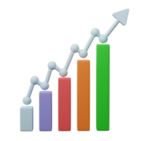 3d renderizar. o negócio infográfico com estoque diagramas e estatística bares gráfico isolado em transparente fundo. financeiro linha gráficos e gráficos para apresentação e finança relatório. png