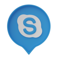 3D render, skype logo icon isolated on transparent background. png