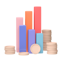 3d rendre. affaires infographie avec Stock diagrammes et statistique bars graphique isolé sur transparent Contexte. financier ligne graphiques et graphiques pour présentation et la finance rapport. png