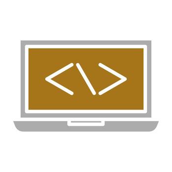 Laptop Coding Vector Icon Style
