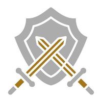 Two Swords And Shield Vector Icon Style