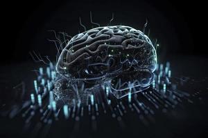 Artificial Intelligence digital concept with abstract brains photo