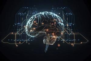 Artificial Intelligence digital concept with abstract brains photo
