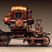 Mechanical train full body. Steampunk style animal. 3d illustration photo