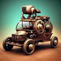 Mechanical suv car . Steampunk style animal photo