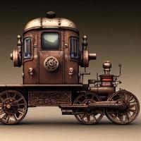 Mechanical train full body. Steampunk style animal. 3d illustration photo