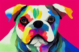 colorful dog head with cool isolated pop art style photo