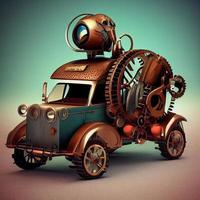 Mechanical suv car . Steampunk style animal photo