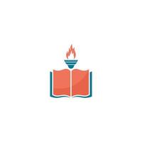 Logo for a book with a fiery torch on it vector