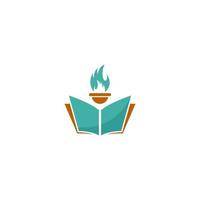 Logo for a book with a fiery torch on it vector