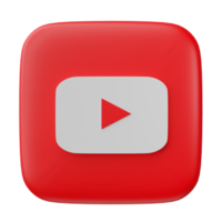 3D youtube logo icon isolated on transparent background. png
