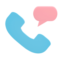 3D rendering. Phone call icon with speech bubble isolated on transparent background png