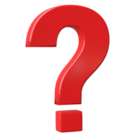 3d Frage Kennzeichen Symbol oder Fragen FAQ Antworten Lösung isoliert auf transparent Hintergrund png Datei.