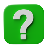 3d questão marca ícone ou perguntar Perguntas frequentes responda solução isolado em transparente fundo png arquivo.