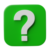 3D question mark icon or ask faq answer solution isolated on transparent background png file.