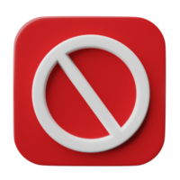 3d sluta tecken förbud eller förbjuden ikon isolerat på transparent bakgrund, png fil.