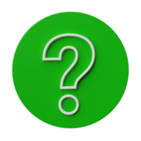 3D question mark icon or ask faq answer solution isolated on transparent background png file.