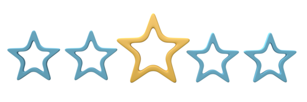 3d rendering, Five stars isolated on transparent background png