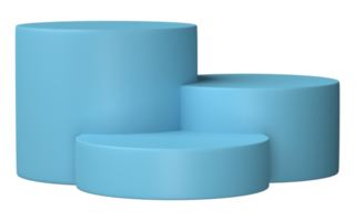 3D, blue podium display scene of minimal geometric platform base isolated on transparent background png file.