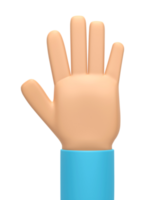 3D rendering, Cartoon character hand isolated on transparent background png