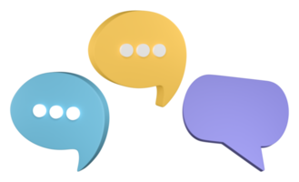 Set of speech bubble 3D render, png file format.