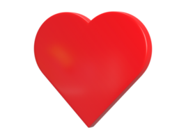 3D rendering, Red heart isolated on transparent background png