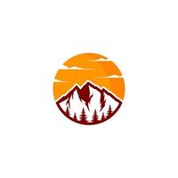 mountain logo with sun on it vector