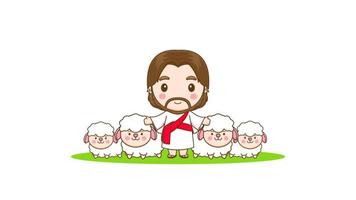 Jesus Christus und das Lamm Chibi Karikatur Charakter 2d Animation Video