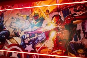 Marvel super heroes poster in red play room. photo