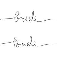 One line continuous word bride. Line art handwriting, calligraphic illustration. vector