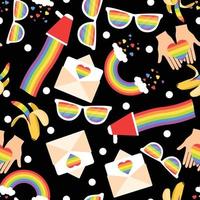 LGBT seamless pattern on dark background. vector