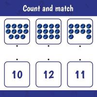 How many blueberries. Kids activity worksheet. vector