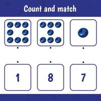 How many blueberries. Kids activity worksheet. vector