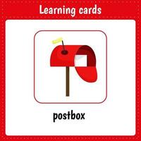 Kids learning cards. Postbox.Learning english alphabet. vector