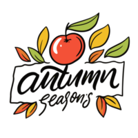 Autumn lettering colorful art png