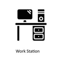 Work Station Vector Solid Icons. Simple stock illustration stock