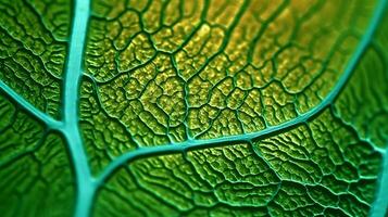 Abstract texture botanical green background with leaf plant cells close up selective focus copy space design photo