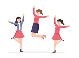 group of woman happy dance movements isolated vector