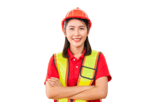 Portrait of young female warehouse worker with arm crossed png